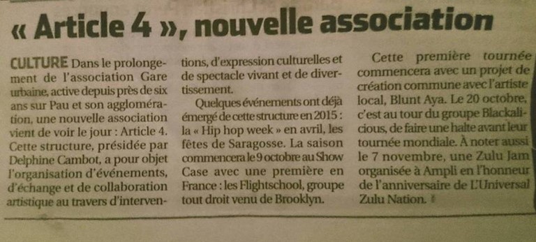 Article de presse — Cocodef / Article 4 / Gare Urbaine